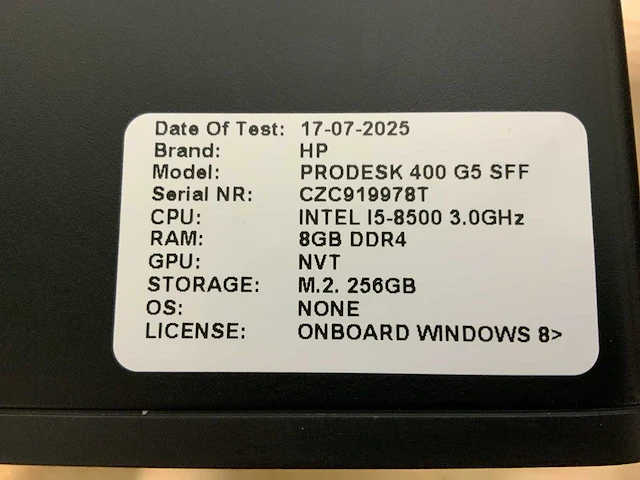 Hp prodesk 400 g5 ssf desktop (4x) - afbeelding 7 van  8