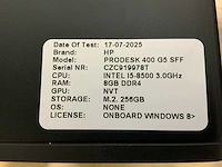 Hp prodesk 400 g5 ssf desktop (4x) - afbeelding 7 van  8
