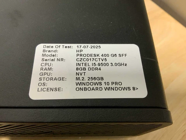 Hp prodesk 400 g6 sff desktop (2x) - afbeelding 4 van  5