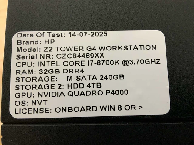 Hp z2 tower g4 workstation(i7) desktop - afbeelding 7 van  7
