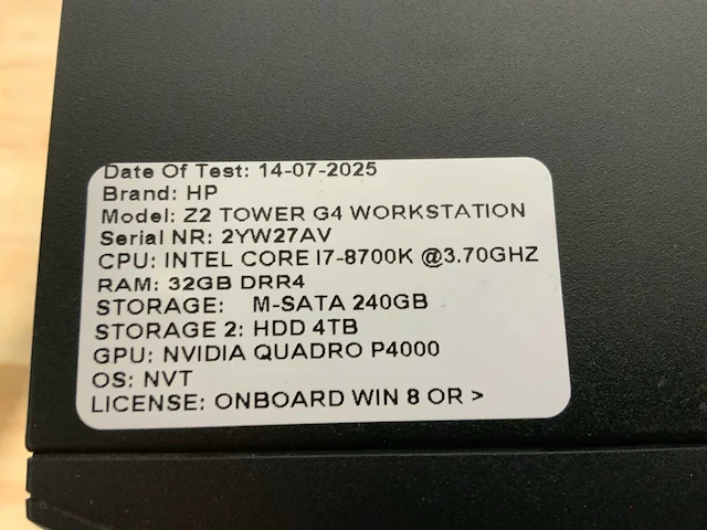 Hp z2 tower g4 workstation(i7) desktop - afbeelding 7 van  7