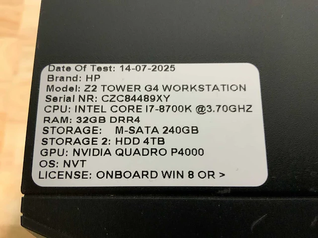 Hp z2 tower g4 workstation(i7) desktop - afbeelding 7 van  7