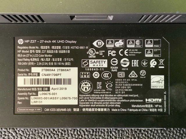Hp z27 4k uhd monitor (2x) - afbeelding 6 van  6