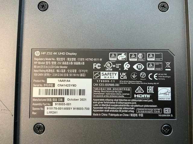 Hp (z32) 32”, 3840x2160 (uhd) ips monitor - afbeelding 7 van  7