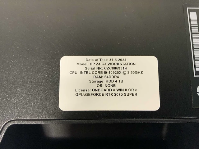 Hp z4 g4 workstation (i9-gen10) desktop - afbeelding 8 van  8