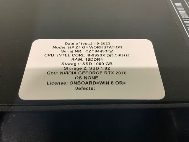 Hp z4 g4 workstation - afbeelding 2 van  8
