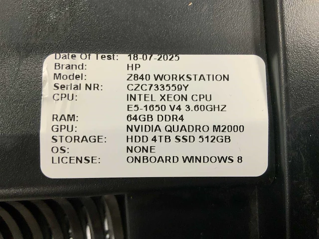 Hp z840 workstation(xeon) desktop - afbeelding 8 van  8