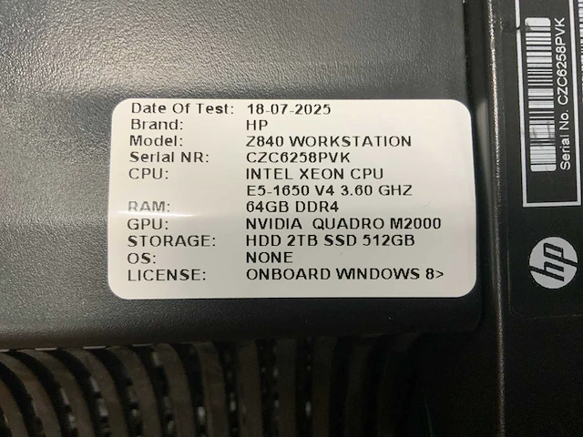Hp z840 workstation(xeon) desktop - afbeelding 8 van  8