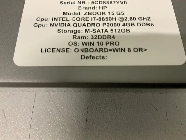Hp zbook 15 g5 (i7 gen8) laptop - afbeelding 3 van  11