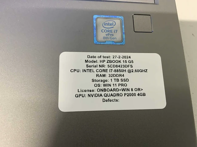 Hp zbook 15 g5 (i7) laptop - afbeelding 4 van  8