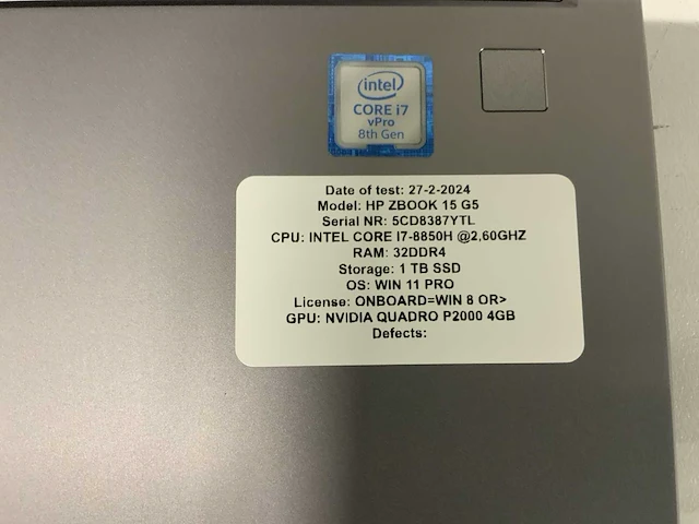 Hp zbook 15 g5 (i7) laptop - afbeelding 8 van  8