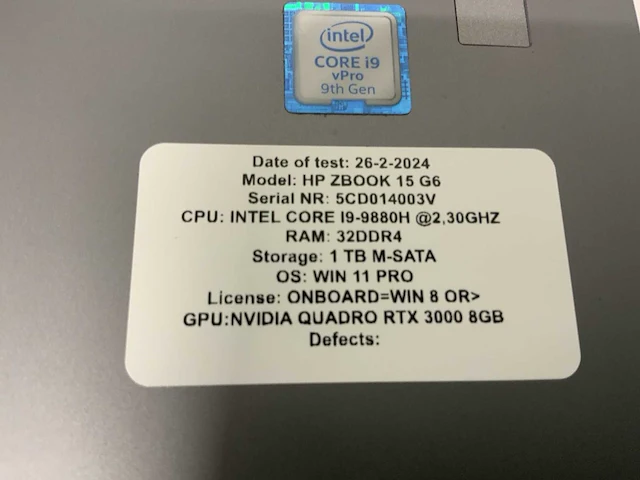Hp zbook 15 g6 (i9-gen9) laptop - afbeelding 4 van  8