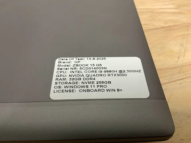 Hp zbook 15 g6 (i9 gen9) laptop - afbeelding 2 van  8