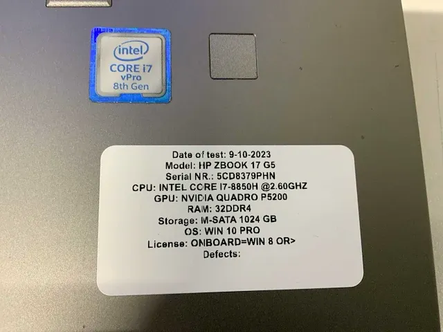 Hp zbook 17 g5 (i7-gen8) laptop - afbeelding 4 van  8