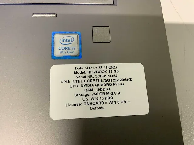Hp zbook 17 g5 (i7-gen8) laptop - afbeelding 4 van  8