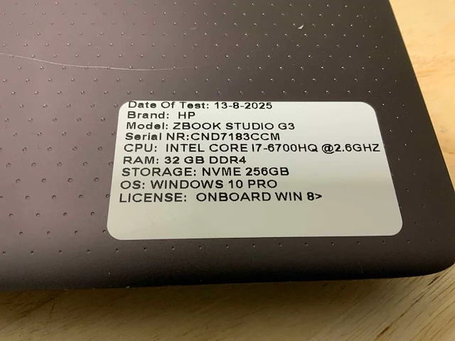Hp zbook studio g3 laptop - afbeelding 2 van  8