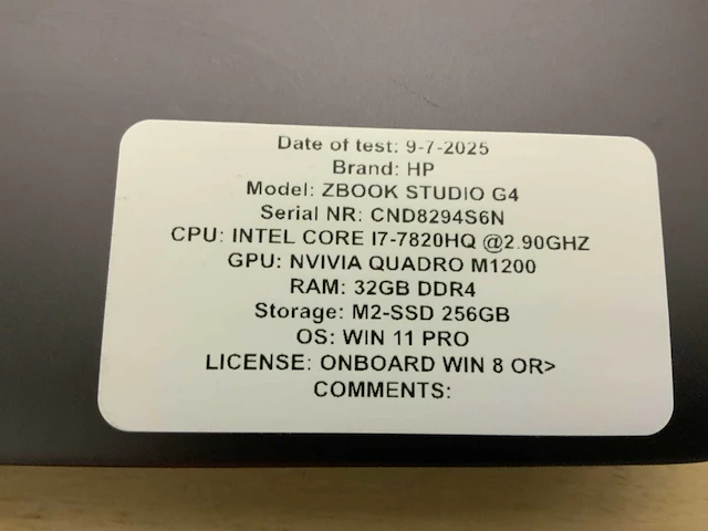 Hp zbook studio g4(i7) laptop - afbeelding 6 van  6
