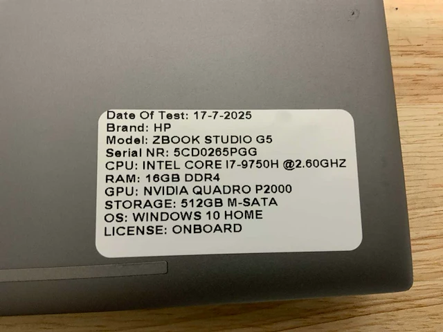 Hp zbook studio g5(i7) laptop - afbeelding 8 van  8