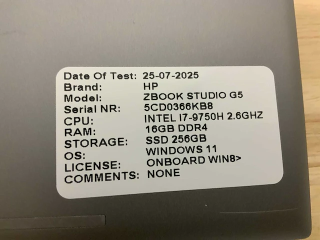 Hp zbook studio g5(i7) laptop - afbeelding 8 van  8