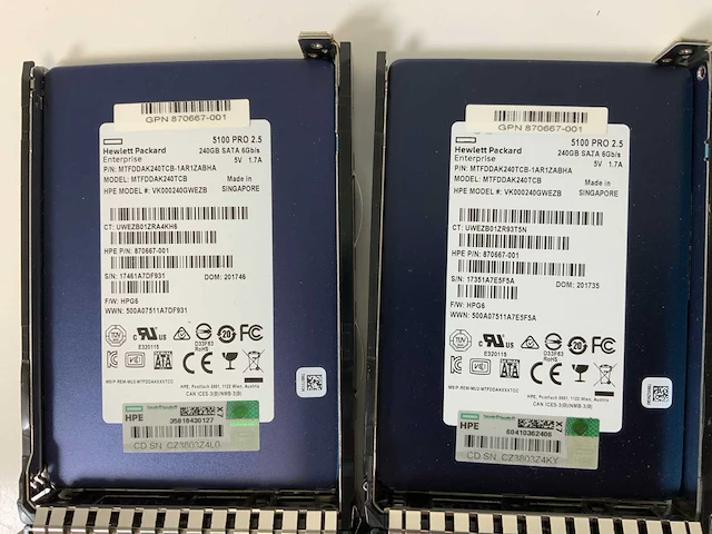 Hpe proliant dl380 gen 10, xeon(r) gold 6142, 8x 32 gb ram, 2x 240 gb ssd(mtfddak240tcb) - 4x 480 gb (mk000480gwcev) rack mount chassis - afbeelding 11 van  11