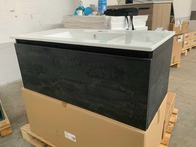 H&r matrix !ine badmeubel 100cm charcoal flow - afbeelding 1 van  7
