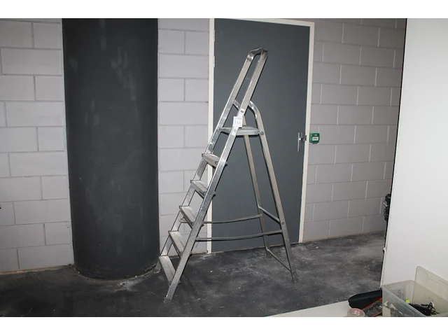 Huishoudtrap excelsior met vijf treden en bordes. - afbeelding 1 van  2