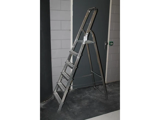 Huishoudtrap excelsior met vijf treden en bordes. - afbeelding 2 van  2