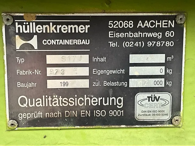 Hullenkremer s17j afvalcontainer - afbeelding 8 van  8