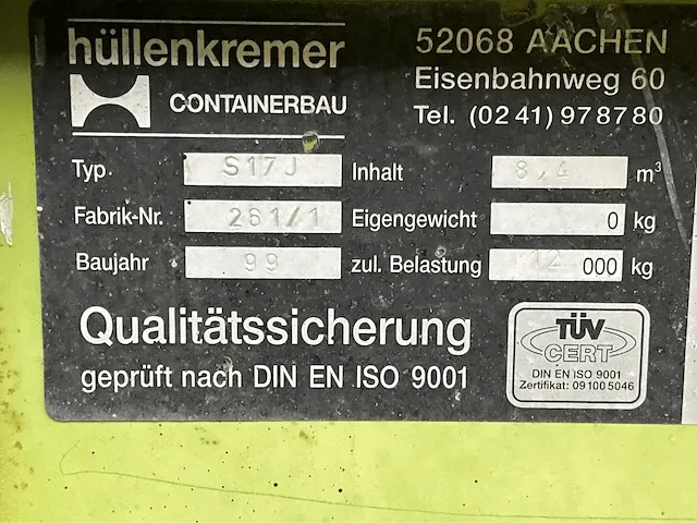 Hullenkremer s17j afvalcontainer - afbeelding 8 van  8