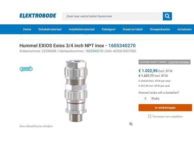 Hummel exios 25 npt3/4" kabelwartel (5x) - afbeelding 7 van  7