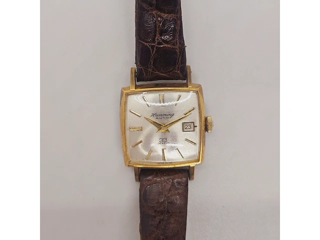 Humming 33 jewels goldplated automatisch horloge - afbeelding 1 van  6