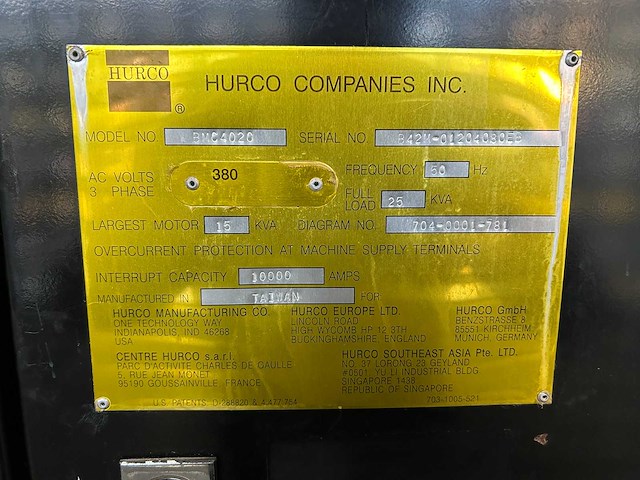 Hurco - bmc 4020 - cnc-milling machine - afbeelding 2 van  11