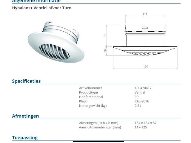 Hybalance ventilatieventiel (28x) - afbeelding 5 van  5