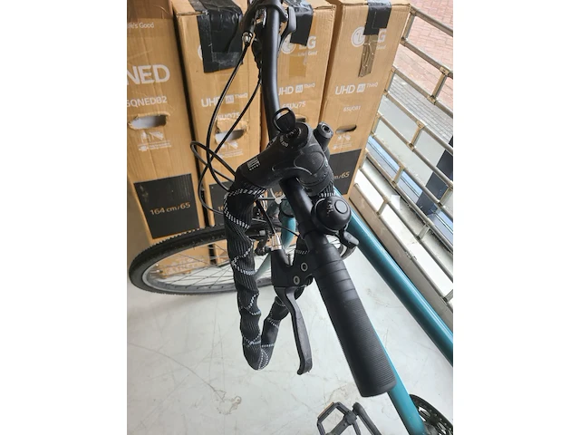 Hybride fiets riverside, turquoise / blauw inclusief sterk art 2 kettingslot en sleutel - afbeelding 5 van  13