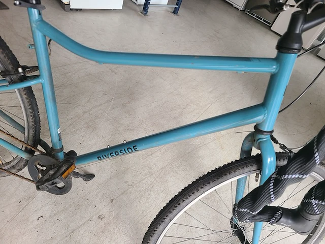 Hybride fiets riverside, turquoise / blauw inclusief sterk art 2 kettingslot en sleutel - afbeelding 6 van  13
