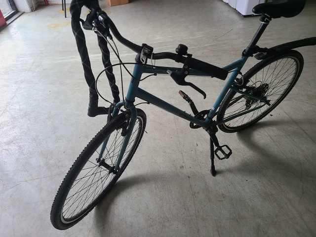 Hybride fiets riverside, turquoise / blauw inclusief sterk art 2 kettingslot en sleutel - afbeelding 12 van  13