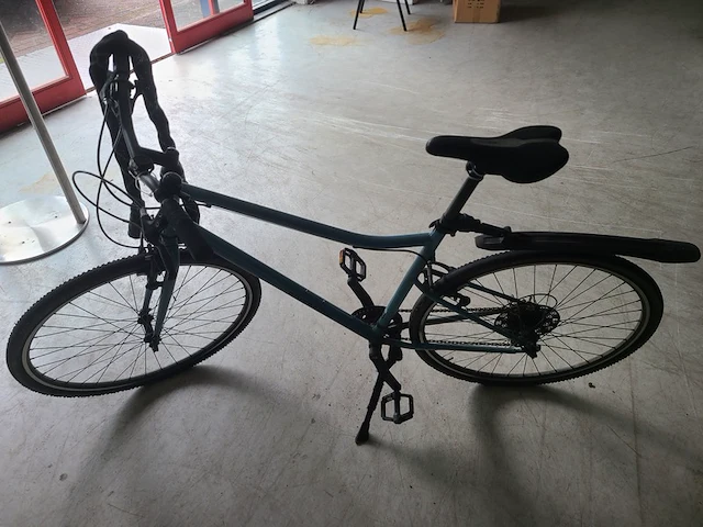 Hybride fiets riverside, turquoise / blauw inclusief sterk art 2 kettingslot en sleutel - afbeelding 11 van  13