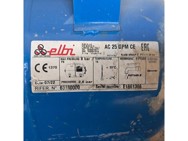 Hydrofoorinstallatie 4,2m³/uur 230v ebara, jex m 80, bouwjaar 2022 - afbeelding 9 van  12