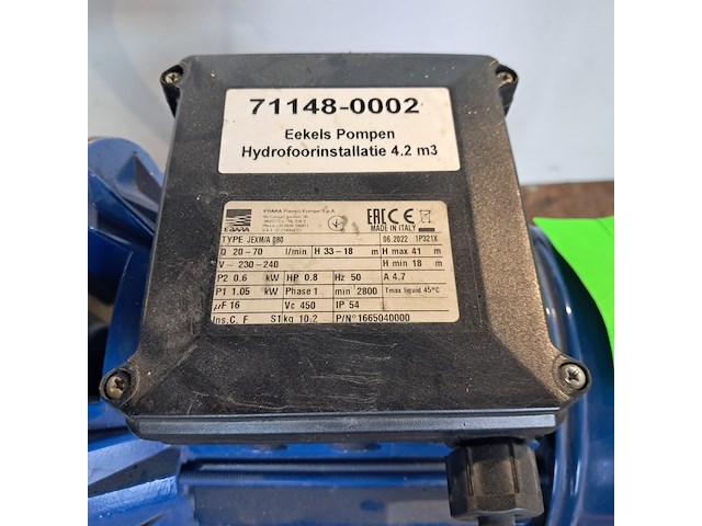 Hydrofoorinstallatie 4,2m³/uur 230v, ebara, jex m 80 - afbeelding 5 van  6