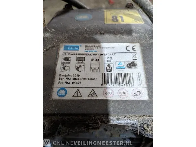 Hydrofoorpomp gude, mp 120/5a 24lt, bouwjaar 2019 - afbeelding 6 van  6