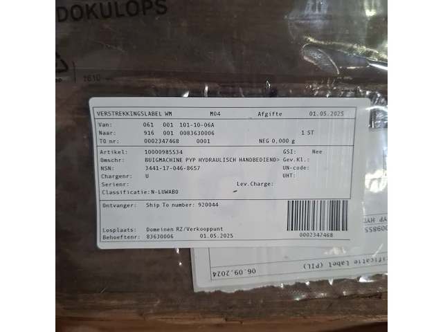 Hydrolyse pijpenbuigmachine , mark - afbeelding 2 van  10