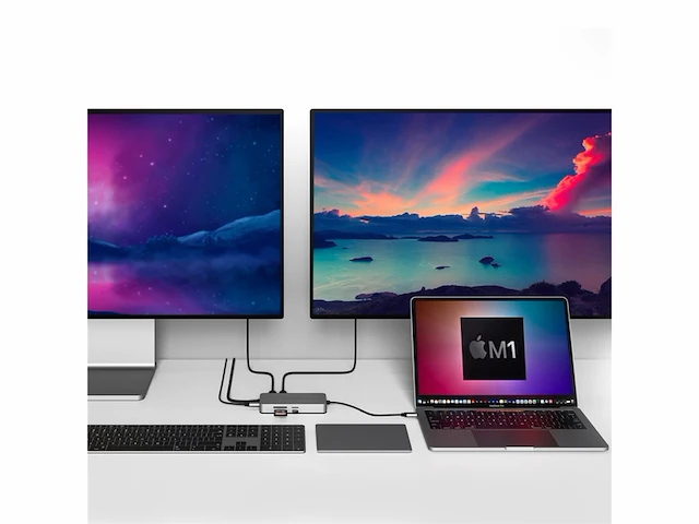 Hyper drive 4k dual hdmi usb c hub m1 macbook 10in1: dual 4k hdmi gigabit ethernet usba usbc usbc 100w - afbeelding 4 van  4