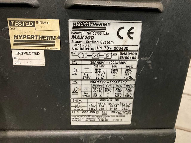 Hypertherm max100 plasmasnijmachine - afbeelding 8 van  9