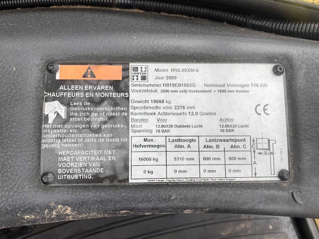 Hyster - 2009 - 16.00 xm-6 - vorkheftruck - afbeelding 12 van  16