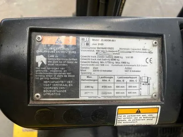 Hyster - j3.00xm - vorkheftruck - 2009 - afbeelding 2 van  14