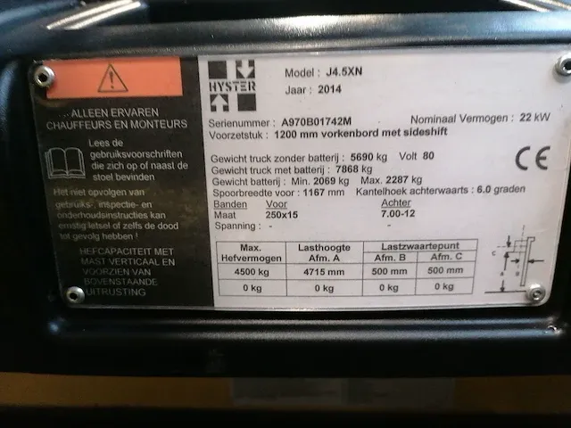 Hyster - j4.5xn - vorkheftruck - afbeelding 2 van  10