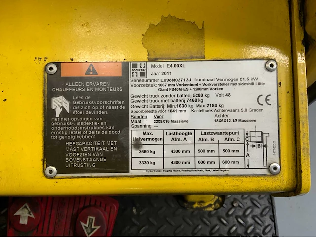 Hyster e4.00xl - 4.3m duplex, vorkversteller - vorkheftruck - afbeelding 8 van  16