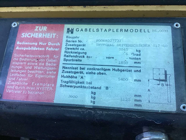 Hyster h6.00xl vorkheftruck - afbeelding 12 van  17