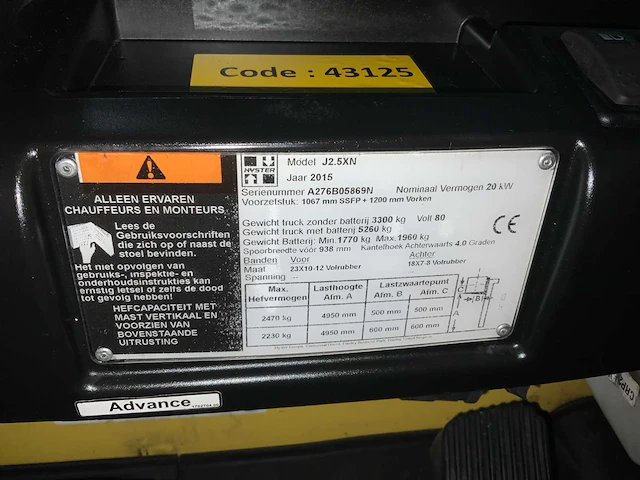 Hyster j2.5xn vorkheftruck - afbeelding 23 van  29