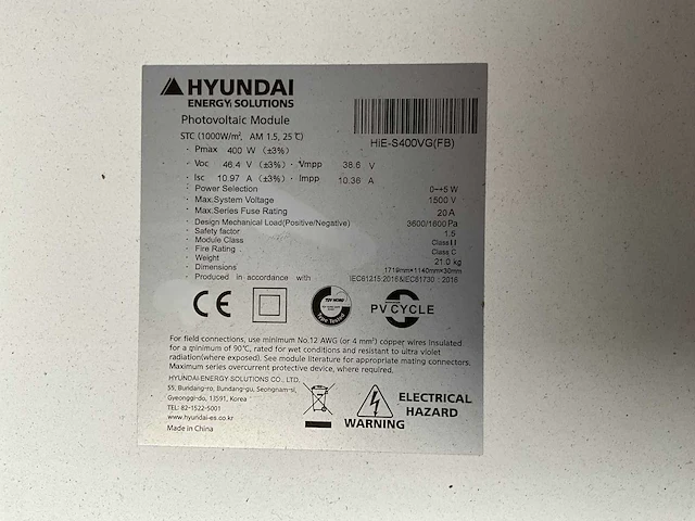 Hyundai hie-s400vg(fb) zonnepaneel (11x) - afbeelding 6 van  6